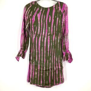 Young Fabulous & Broke Alya Bias Cut Mini Dress Green Pink Small